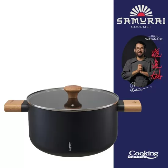 Oala cu capac Cooking by Heinner - Samurai Gourmet by Rikito Watanabe, invelis ceramic, inductie, 24 x 12.5 cm, 5.3 L