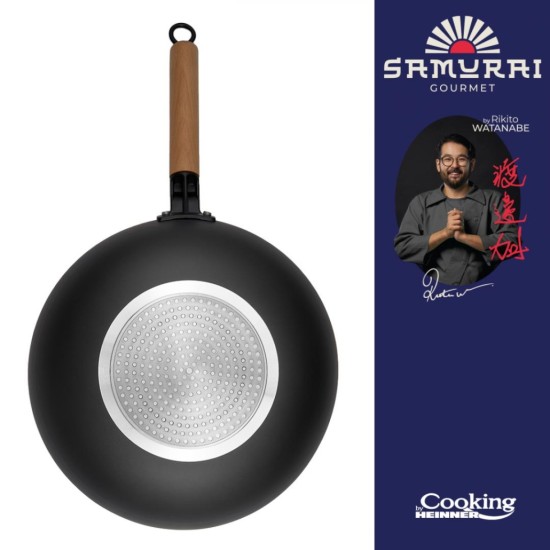 Tigaie wok Cooking by Heinner - Samurai Gourmet by Rikito Watanabe, invelis ceramic, inductie, 32 x 9 cm