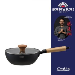 Tigaie wok cu capac Cooking by Heinner - Samurai Gourmet by Rikito Watanabe, invelis ceramic, inductie, 20 x 7 cm