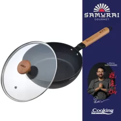 Tigaie wok cu capac Cooking by Heinner - Samurai Gourmet by Rikito Watanabe, invelis ceramic, inductie, 28 x 8 cm