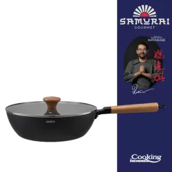 Tigaie wok cu capac Cooking by Heinner - Samurai Gourmet by Rikito Watanabe, invelis ceramic, inductie, 28 x 8 cm