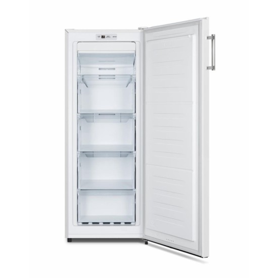 Congelator Heinner HFF-HS155NFE++, 155 l, No frost, Display interior, Control mecanic, 5 sertare, Alarma usa deschisa, Clasa E, H 143.4 cm, Alb