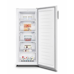 Congelator Heinner HFF-HS165E++, 165 l, Control mecanic cu termostat ajustabil, 5 compartimente - 4 sertare + 1 compartiment cu usa, H 143.4 cm, Clasa E, Alb