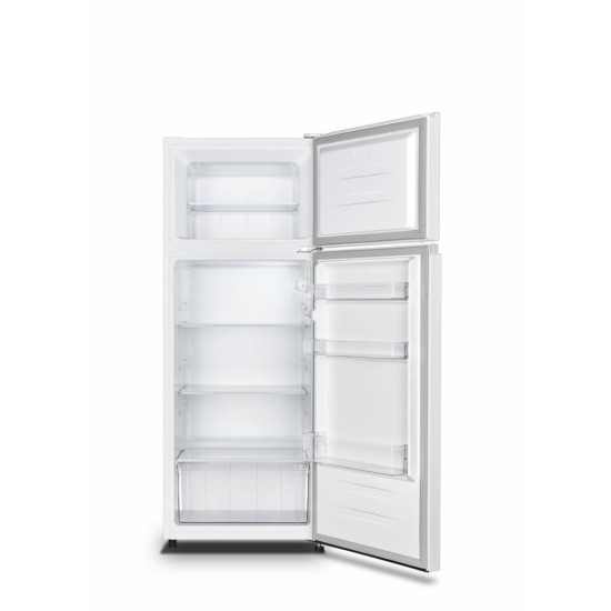 Frigider cu doua usi Heinner HF-HS205E++, 206 l, Clasa E, lumina LED, 3 rafturi de sticla, H 143.4 cm, Alb