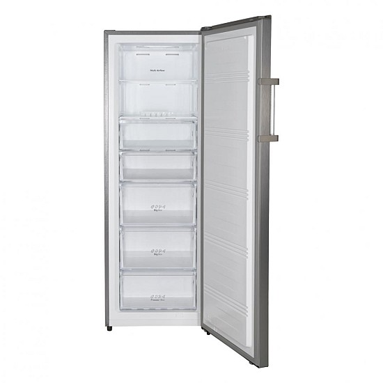  Congelator Heinner HFF-HS240NFXE++, 240 l, No frost, 5 sertare + 2 compartimente cu rafturi sticla, Sistem Multi Air-Flow, control electronic, Clasa E, H 172 cm, Inox 