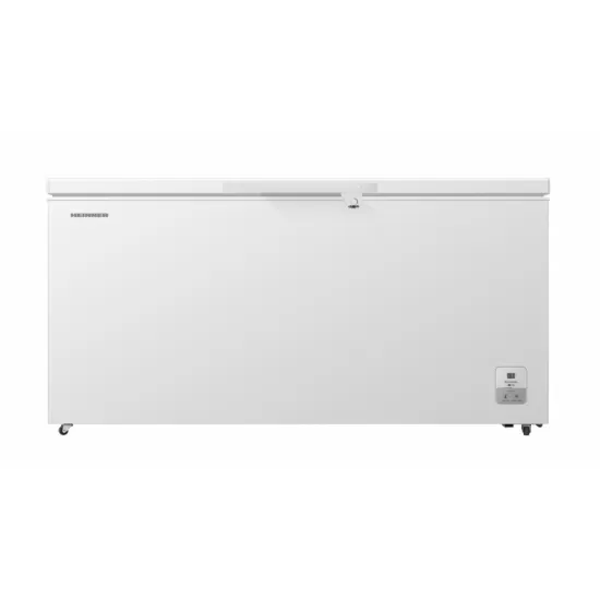 Lada frigorifica Heinner HCF-HS500EE++, 500 l , Clasa E, Compresor inverter, Control electronic, Display, Lumina LED, Maner extern cu incuietoare, 2 cosuri, Alb