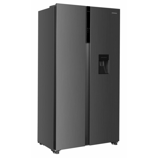 Frigider Side by side Heinner HSBS-H439NFXWDE++, 433 l, No Frost, Display, Dozator de apa, Functie smart, Functie congelare si racire rapida, Clasa E, H 176.5 cm, Aspect inox