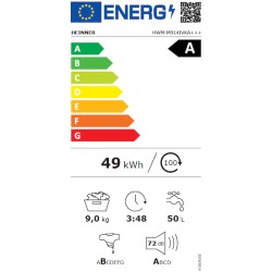 Masina de spalat rufe Heinner HWM-M914IVKA+++, 9kg, 1400 rpm, Clasa A, Motor inverter, 14 programe, Control touch, Display digital, Program rapid 15 min, Program spalare steam, Program baby care, Program sterilizare, Prespalare, Functie adaugare rufe, Alb