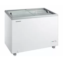 Lada frigorifica comerciala Heinner HSF-M255WHC, capac din sticla, 255L, clasa C, functionare convertibila (frigider/congelator), 1 cos, alb