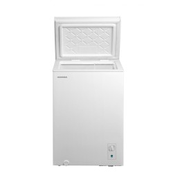 Lada frigorifica Heinner HCF-M99INVCE++, 99 l, Clasa E, Convertibila frigider/congelator, Compresor inverter, Control mecanic, Termostat ajustabil, 1 cos, Alb