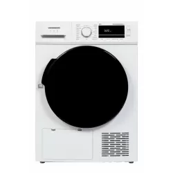 Uscator de rufe Heinner HHPD-M9G5PBKD++, Pompa de caldura, 9 kg, 16 programe, Clasa D, Display LED, Functie anti-sifonare, Lumina cuva, Indicator curatare filtru scame, Indicator rezervor colectare apa plin, Blocare acces copii, Alb