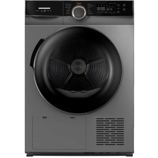 Uscator de rufe Heinner HHPD-M9K3SA+++, Pompa de caldura, 9 kg, Inverter, 14 programe, Clasa A+++, Control touch, Functie Anti-Sifonare, Program Sterilizare, Iluminare cuva, Argintiu