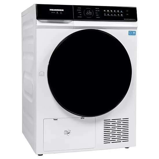 Uscator de rufe cu pompa de caldura HEINNER HHPD-M9K5IVC+++, 9 KG, Clasa C, MOTOR INVERTER, 10 programe, Control touch, Display digital, Program baby care, Functie anti-sifonare, Senzor de umiditate, Lumina cuva, Alb