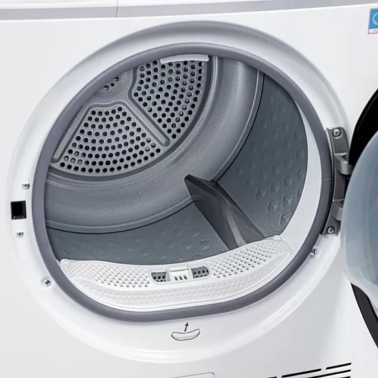 Uscator de rufe cu pompa de caldura HEINNER HHPD-M9K5IVC+++, 9 KG, Clasa C, MOTOR INVERTER, 10 programe, Control touch, Display digital, Program baby care, Functie anti-sifonare, Senzor de umiditate, Lumina cuva, Alb