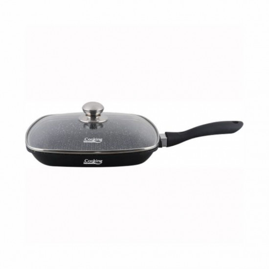 Tigaie grill din aluminium cu capac Dark Line 28 x 4.5 cm