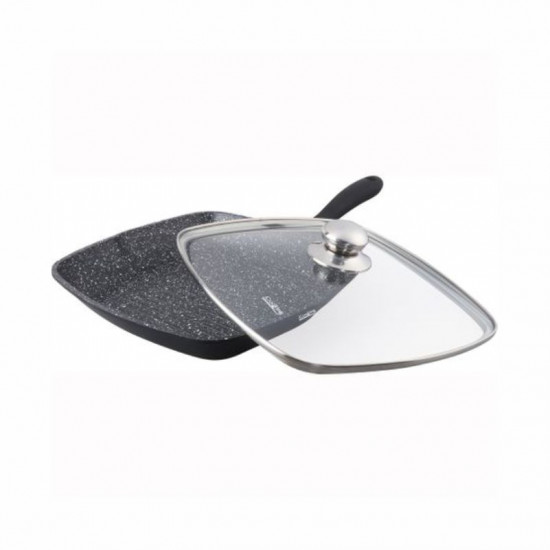 Tigaie grill din aluminium cu capac Dark Line 28 x 4.5 cm