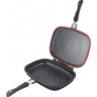 Tigaie dubla grill Cooking by Heinner Dark Line, dreptunghiulara, aluminiu, 32x24x7.5 cm, inductie