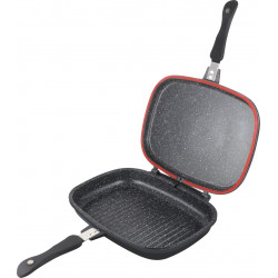 Tigaie dubla grill Cooking by Heinner Dark Line, dreptunghiulara, aluminiu, 32x24x7.5 cm, inductie