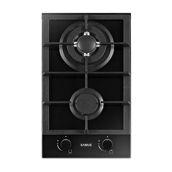 Plita incorporabila Samus PSG-32SG2, 2 arzatoare, 29.4 cm, Sticla Neagra