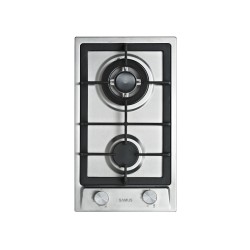 Plita incorporabila Samus PSG-32SX2, Gaz, 2 arzatoare, Aprindere electrica, Siguranta arzatoare, 29 cm latime, Inox