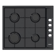 Plita incorporabila Samus PSG-64SB, Latime 58 cm, 4 arzatoare pe gaz, Gratare metalice, Aprindere electrica, Negru