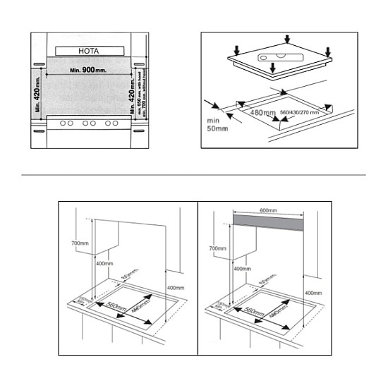 Plita incorporabila Samus PSG-64SG5 Gray, Latime 58 cm, 4 arzatoare pe gaz, gratare fonta, Aprindere electrica, Sticla gri