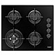 Plita Incorporabila Samus PSG-64SG6, 4 arzatoare, Latime 58 cm, Gratare din fonta individuale, Aprindere electrica, Sticla neagra