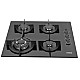 Plita Incorporabila Samus PSG-64SG6, 4 arzatoare, Latime 58 cm, Gratare din fonta individuale, Aprindere electrica, Sticla neagra