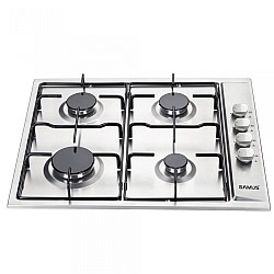 Plita Incorporabila Samus PSG-64SX, 4 arzatoare gaz, Latime 58 cm, Sistem de siguranta la arzatoare, Aprindere electrica, Inox