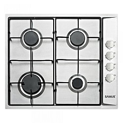 Plita Incorporabila Samus PSG-64SX, 4 arzatoare gaz, Latime 58 cm, Sistem de siguranta la arzatoare, Aprindere electrica, Inox