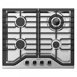 Plita incorporabila Samus PSG-64SX9, 4 arzatoare pe gaz, gratare fonta, siguranta arzatoare, aprindere electrica, 58 cm, Inox