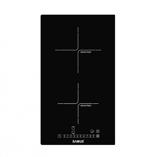 Plita incorporabila Samus PSI-32BG5, Inductie, 2 zone de gatit, Touch control, 9 setari putere, Timer, Blocare acces copii, L 30 cm, Sticla ceramica neagra