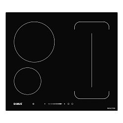 Plita cu inductie Samus PSI-64BG9, Latime 60 cm, 3 zone de gatit, Flex Zone, Keep Warm, Touch Control, Negru