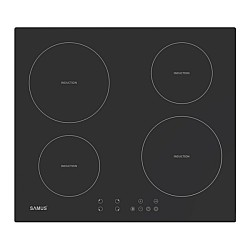 Plita incorporabila inductie Samus PSI-64BMG10, Latime 60 cm, 4 zone de gatit, Touch Control, 7000 W, Timer, Setari putere in 9 trepte, Functie Impuls, Sticla ceramica neagra mata