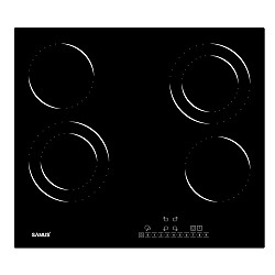 Plita Incorporabila Vitroceramica PSVE-64BG6, 4 Arzatoare, Latime 60 cm, Touch Control, Setari putere 9 trepte, Timer, Indicator caldura reziduala, Negru