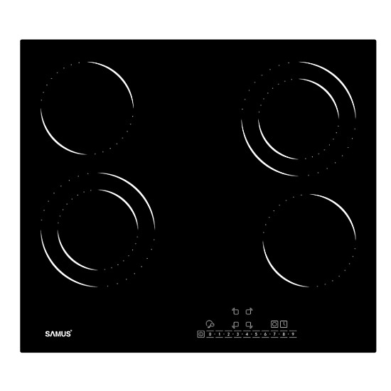 Plita Incorporabila Vitroceramica PSVE-64BG6, 4 Arzatoare, Latime 60 cm, Touch Control, Setari putere 9 trepte, Timer, Indicator caldura reziduala, Negru