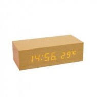 Ceas desteptator cu furnir din lemn de stejar, Home OC 02, afisaj led, functie temperatura FMG-OC 02