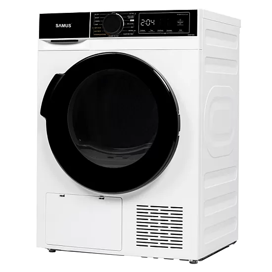 Uscator de rufe Samus SADP-835, 8 kg, Afisaj electronic, 15 programe, Clasa energetica D, Anti-sifonare, Blocare acces copii, Pornire intarziata, Alb