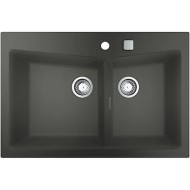 Chiuveta bucatarie GROHE K700, 2 cuve, montare dreapta, compozit quartz, antracit