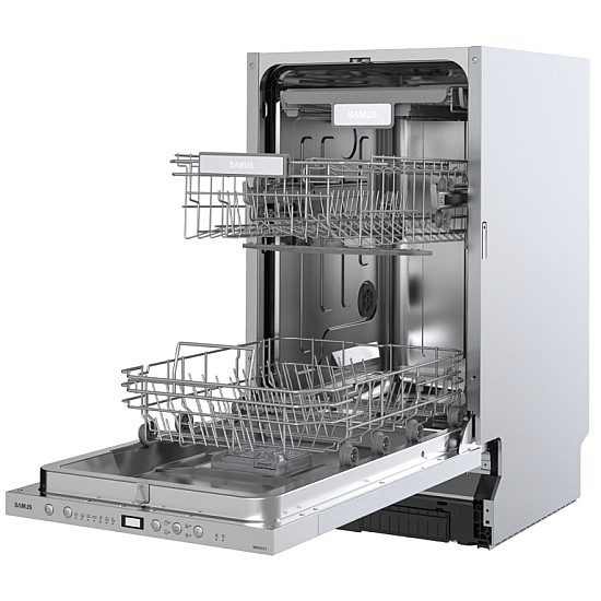 Masina de spalat vase incorporabila Samus SBDS410.7, 10 seturi, 7 programe, Clasa energetica E, Afisaj electronic, Argintiu