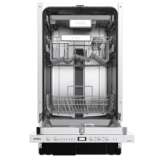 Masina de spalat vase incorporabila Samus SBDS410.7, 10 seturi, 7 programe, Clasa energetica E, Afisaj electronic, Argintiu