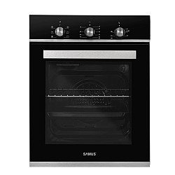 Cuptor incorporabil Samus SC457GTBV, 43 L, Latime 45 cm, 1900 W, 6 functii, Ventilator, Grill, Clasa energetica A, Timer mecanic, Negru/Inox