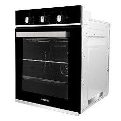 Cuptor incorporabil Samus SC457GTBV, 43 L, Latime 45 cm, 1900 W, 6 functii, Ventilator, Grill, Clasa energetica A, Timer mecanic, Negru/Inox