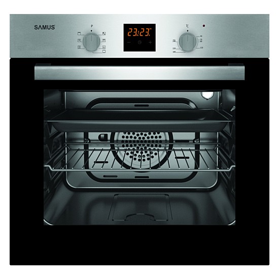 Cuptor incorporabil Samus SC617EXV, Electric, 56 litri, Clasa A, Display LCD, Timer, Inox