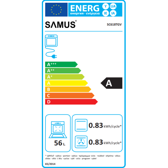 Cuptor incorporabil SC618TGV, 56 litri, Clasa A, Timer, Ventilator, Negru