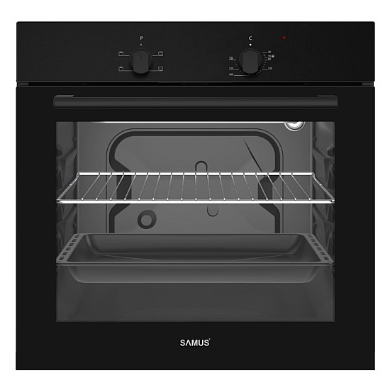 Cuptor Incorporabil Samus SC620G4B, 62 L, 4 Functii, Clasa energetica A, Grill, 2200 W, Ventilatie, Negru