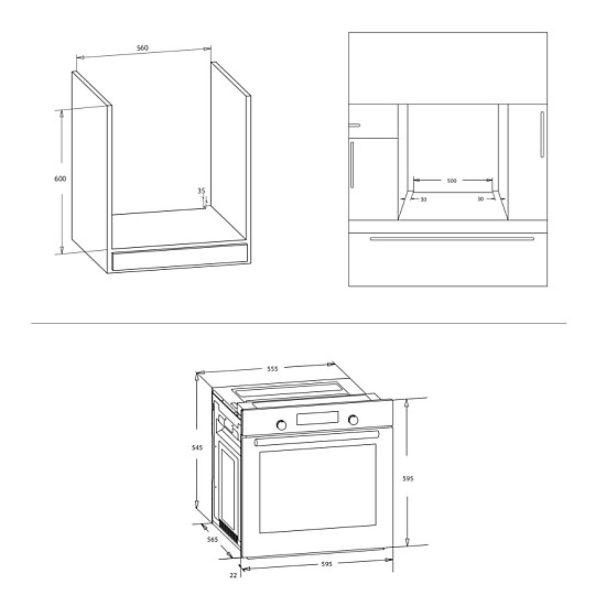 Cuptor Incorporabil Samus SC620G4B, 62 L, 4 Functii, Clasa energetica A, Grill, 2200 W, Ventilatie, Negru