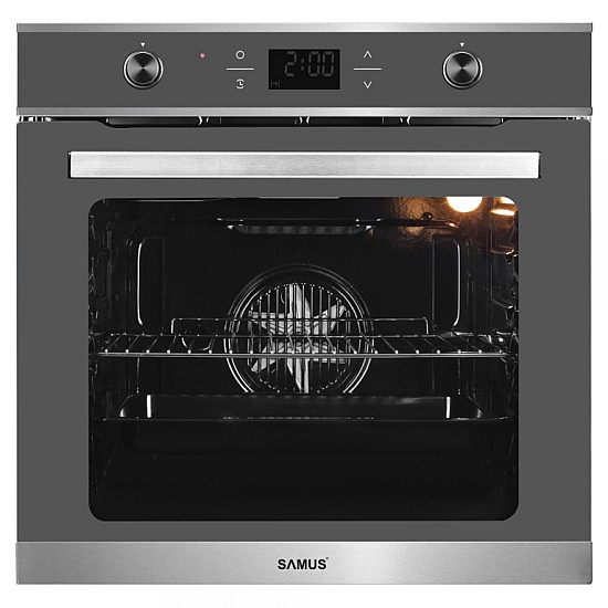 Cuptor incorporabil Samus SC626GDX9 Gray, Electric, 75l, Clasa A, Display digital, 2800 W, 9 functii, Temporizator, Semi grill, Dezghetare, Gri