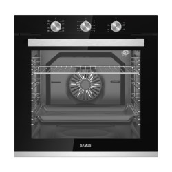 Cuptor Incorporabil Samus SC8180BGTV3D, 80 l, 8 Functii + Gatire 3D, 2500 W, Grill ellectric, Ventilator, Clasa energetica A, Timer, Negru/Inox