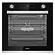 Cuptor incorporabil Samus SCE827GCF, 80 L, 2500 W, 7 Functii, Timer digital, Grill electric, Ventilator, Clasa energetica A, Curatare catalitica, Sticla neagra